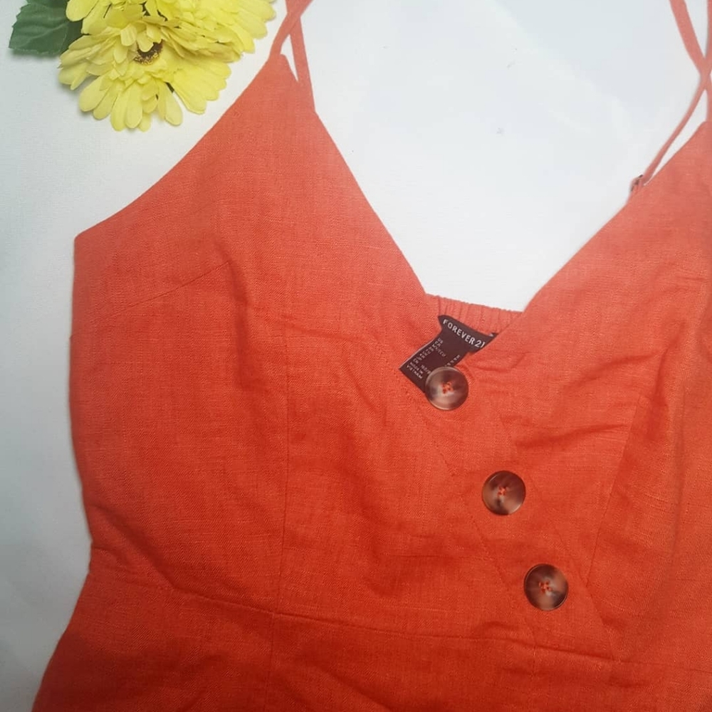 Forever 21 orange linen-blend split dress